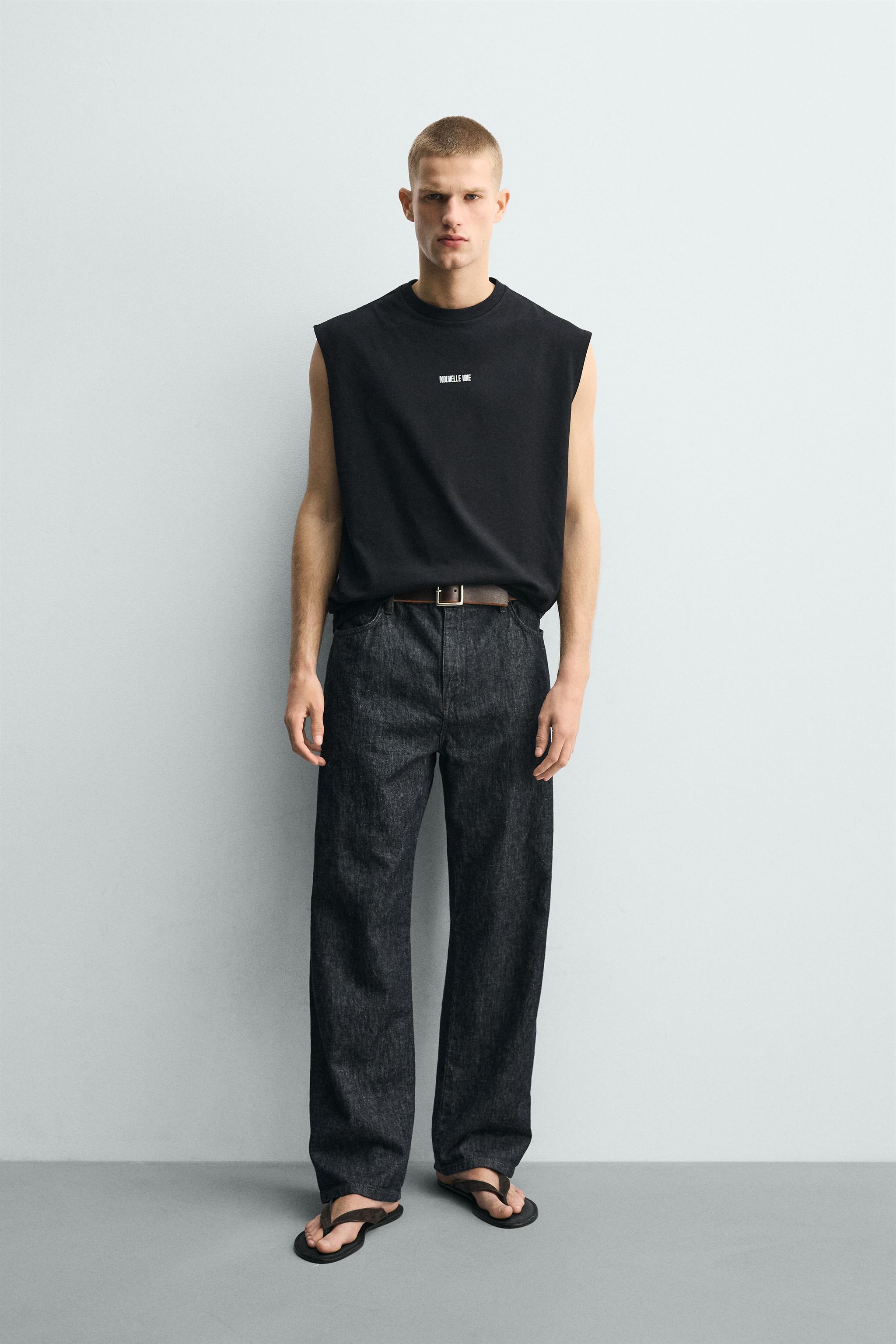 リラックスフィットグラフィックタンクトップ - ブラック | ZARA Japan