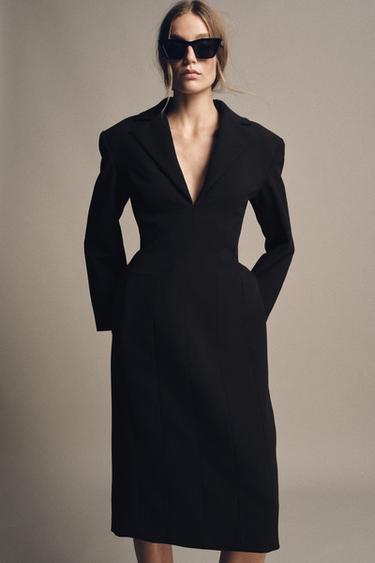Zara ZW COLLECTION LIMITED EDITION COAT DRESS - Black