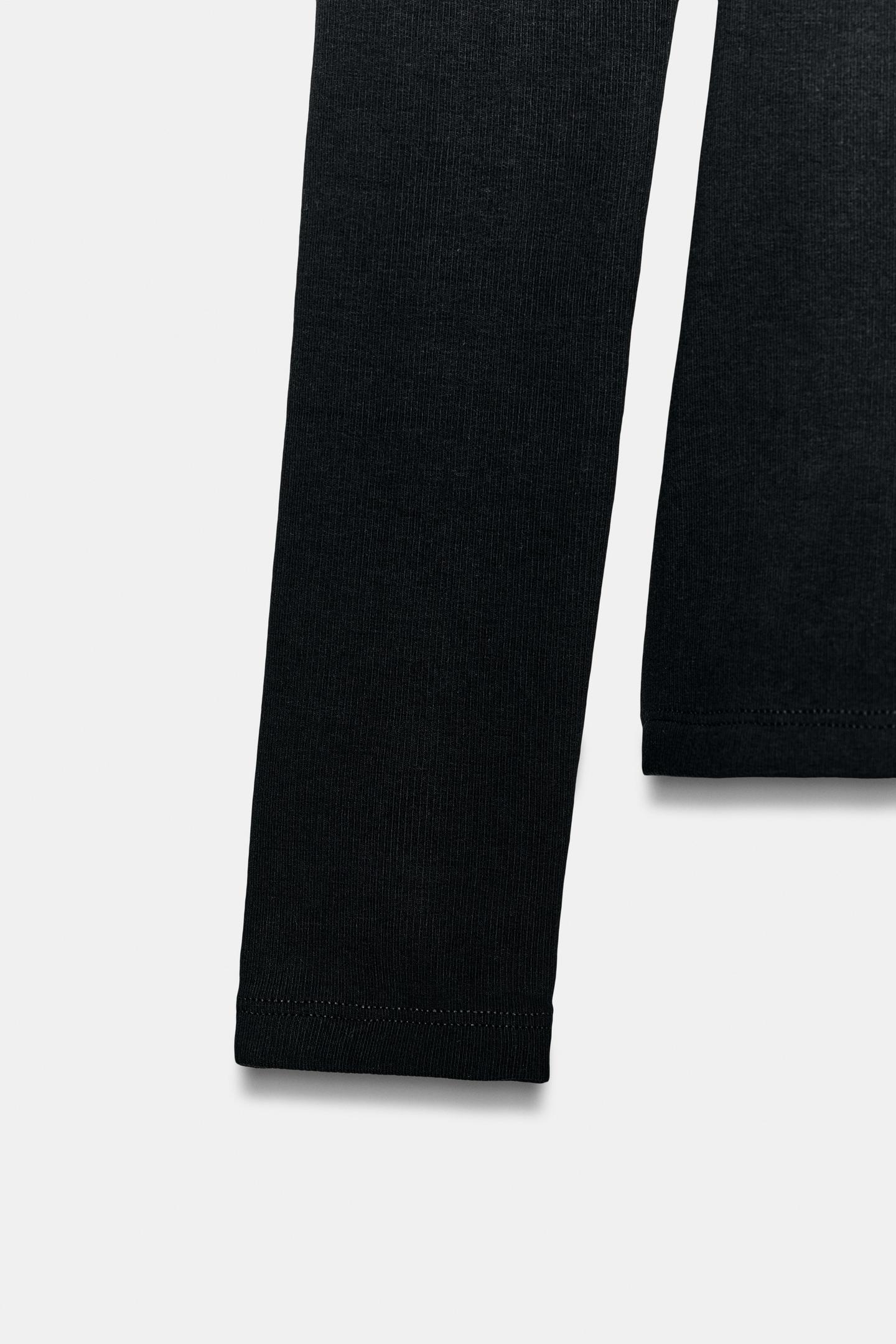 Женская футболка Zara Rib Long Sleeve, цвет: Чёрный — фото 8