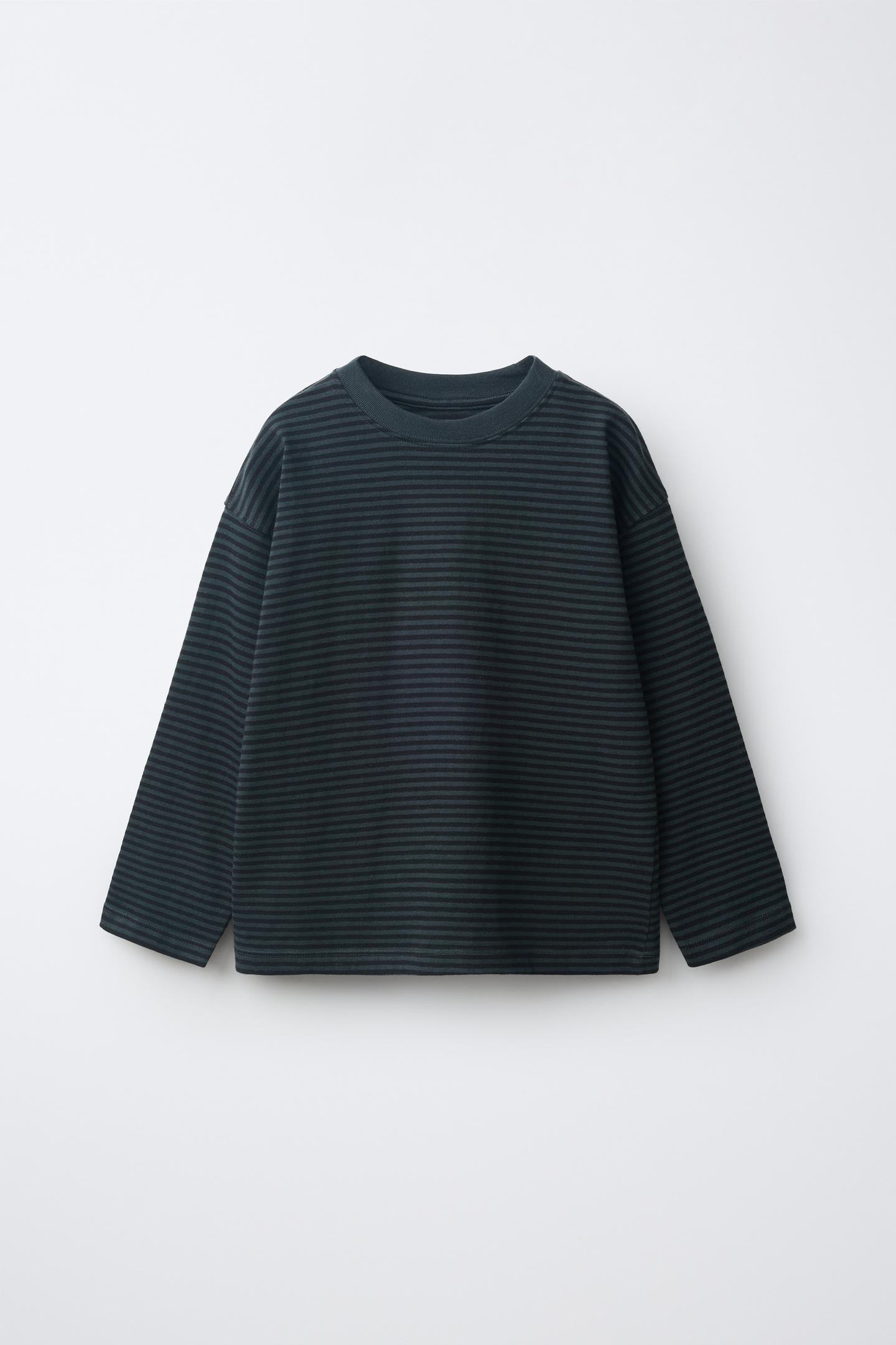Детская футболка Zara Striped Print, цвет: Угольный серый