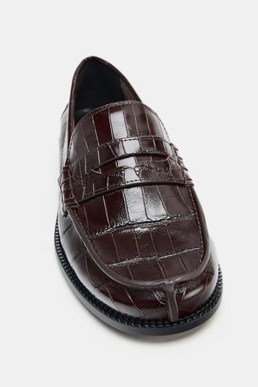 EMBOSSED LEATHER LOAFERS - Brown by Zara - Image 4