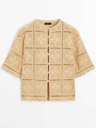 Zara Cutwork crochet cardigan - Biscuit