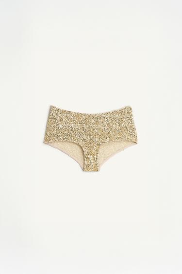 LIMITED EDITION SEQUIN BRIEFS - Gold by Zara