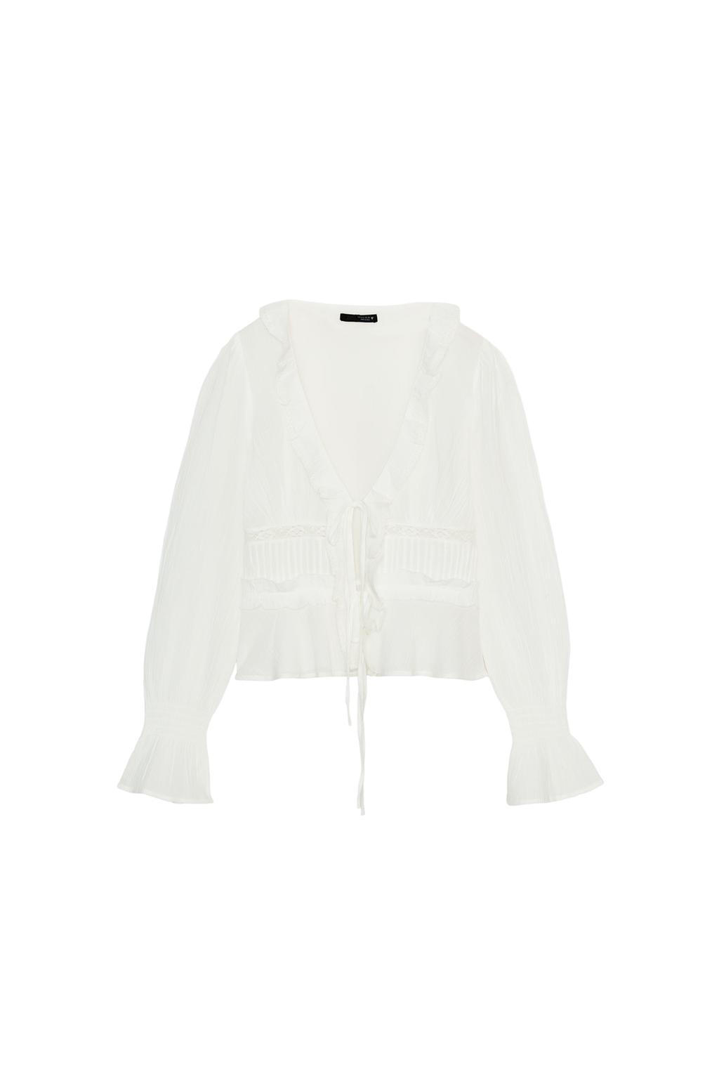 CHIFFON EMBROIDERED SHIRT WITH RUFFLES - image 3