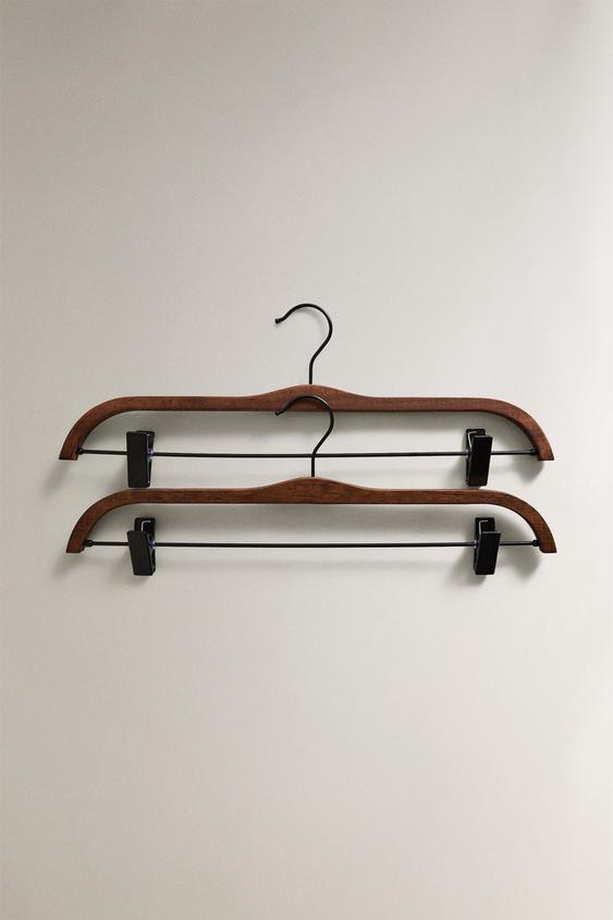 PACK OF WOODEN FINISH SKIRT HANGERS (PACK OF 2) - Dark brown by Zara - Image 0