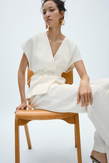 ZW COLLECTION LINEN TROUSERS - Ecru by Zara