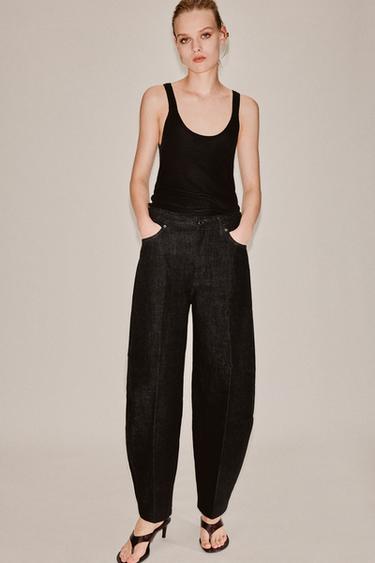 Zara ZW COLLECTION HIGH-RISE TAPERED JEANS - Black