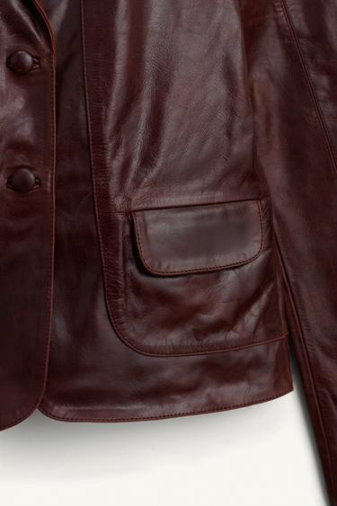 BLAZER COURTE 100% CUIR LIMITED EDITION - Bordeaux de Zara - Image 7