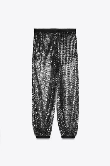 SEQUIN PUFFBALL TROUSERS ZW COLLECTION - Black by Zara - Image 6