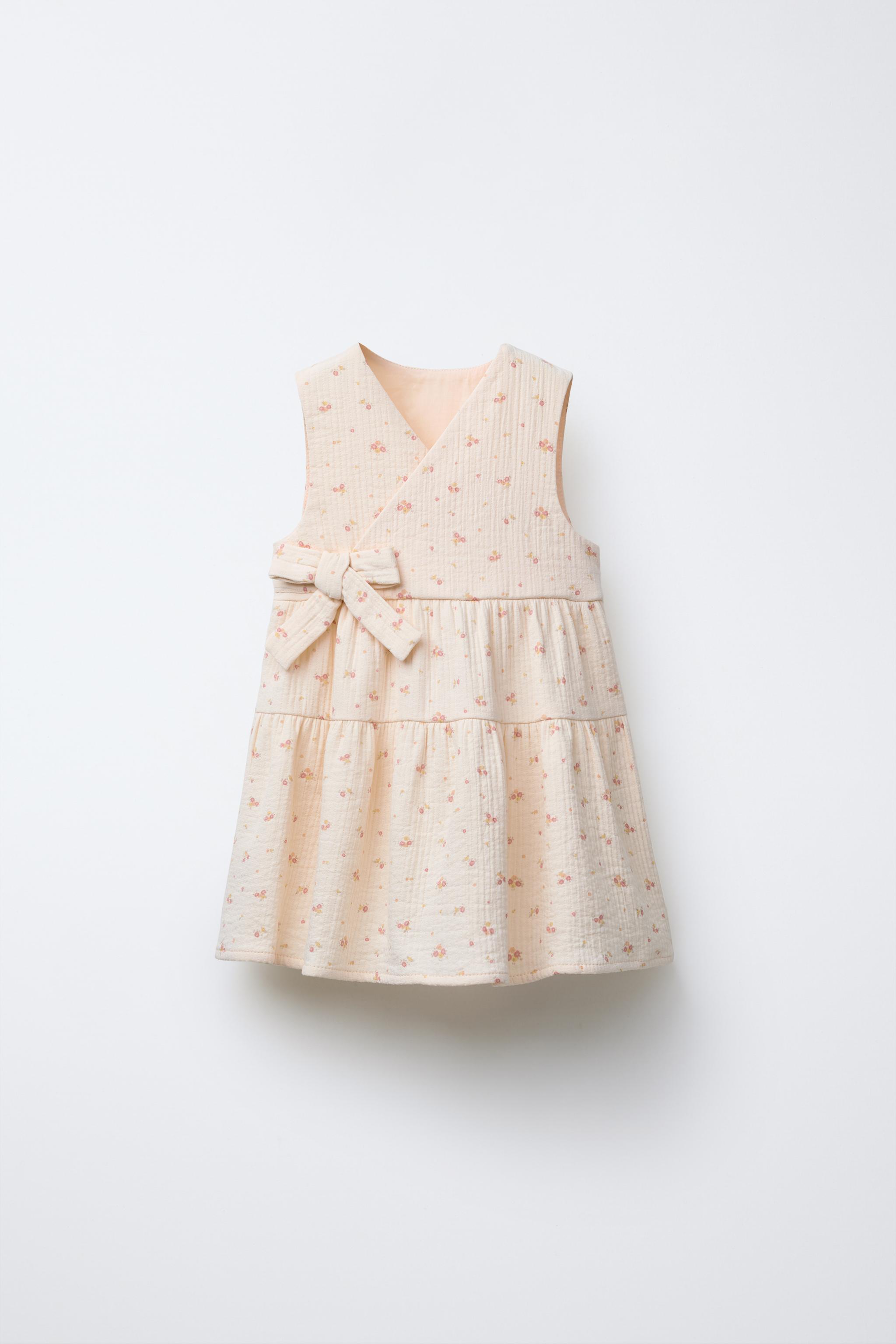 TEXTURED WEAVE FLORAL PINAFORE DRESS - Ecru | ZARA United States