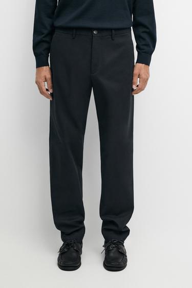 Cotton blend slim fit pants — Navy blue 2