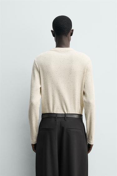 HENLEY RIBBED T-SHIRT - Ecru by Zara - Image 2