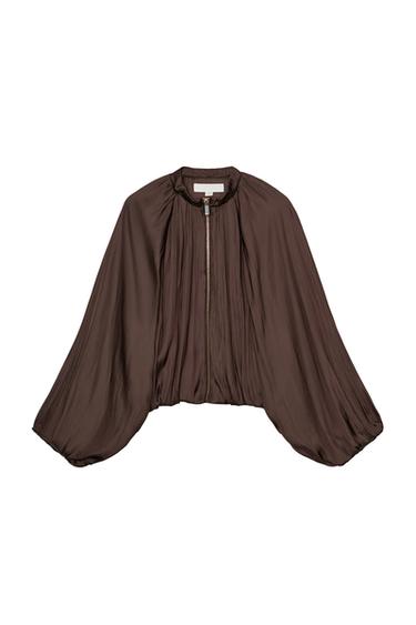 BALONASTA SATENASTA PILOTSKA JAKNA - Rjava od Zare