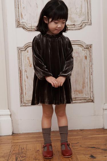 2-5 YEARS/ LIMITED EDITION VELVET DRESS WITH SILK - Dark green by Zara