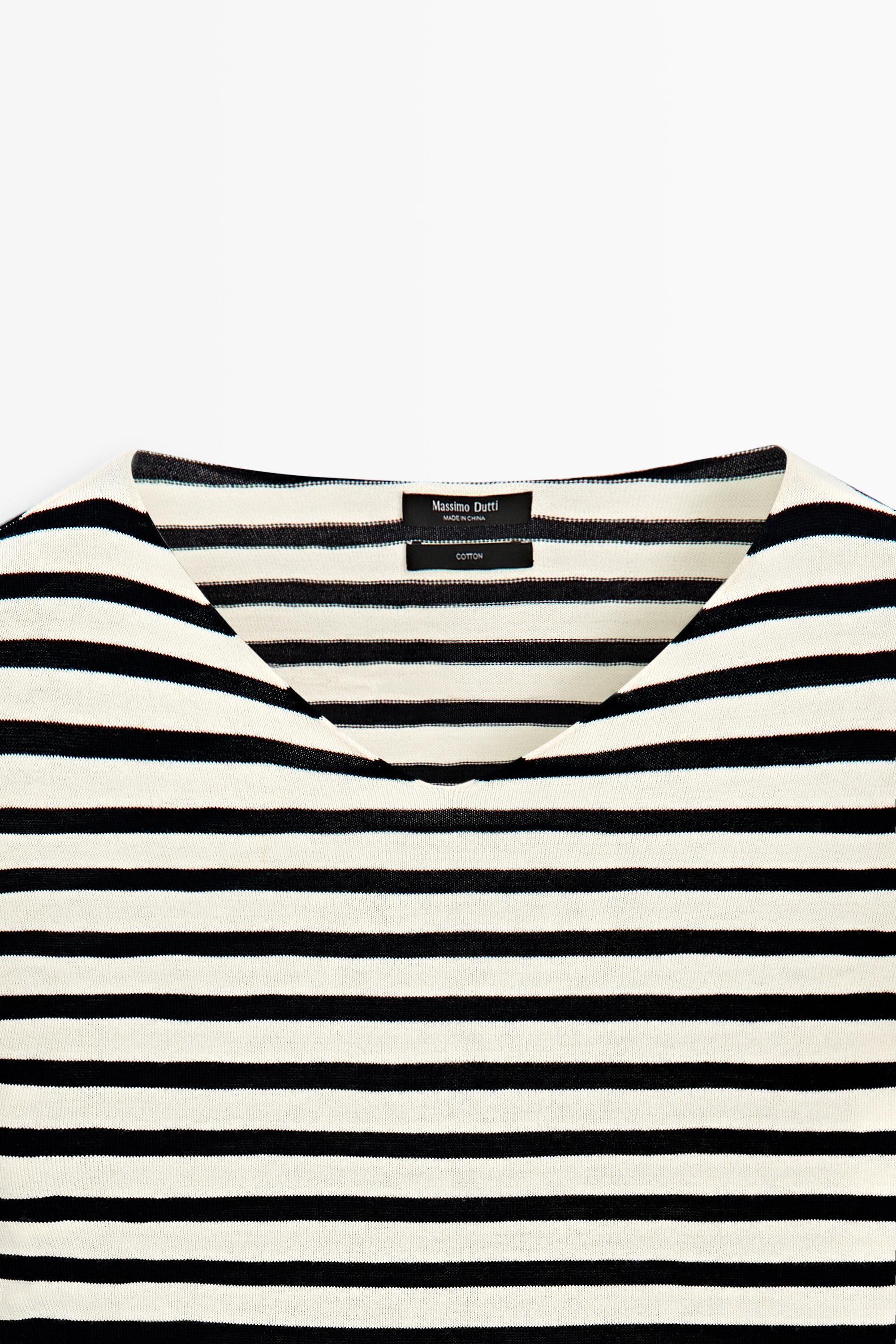 100% cotton long sleeve striped sweater