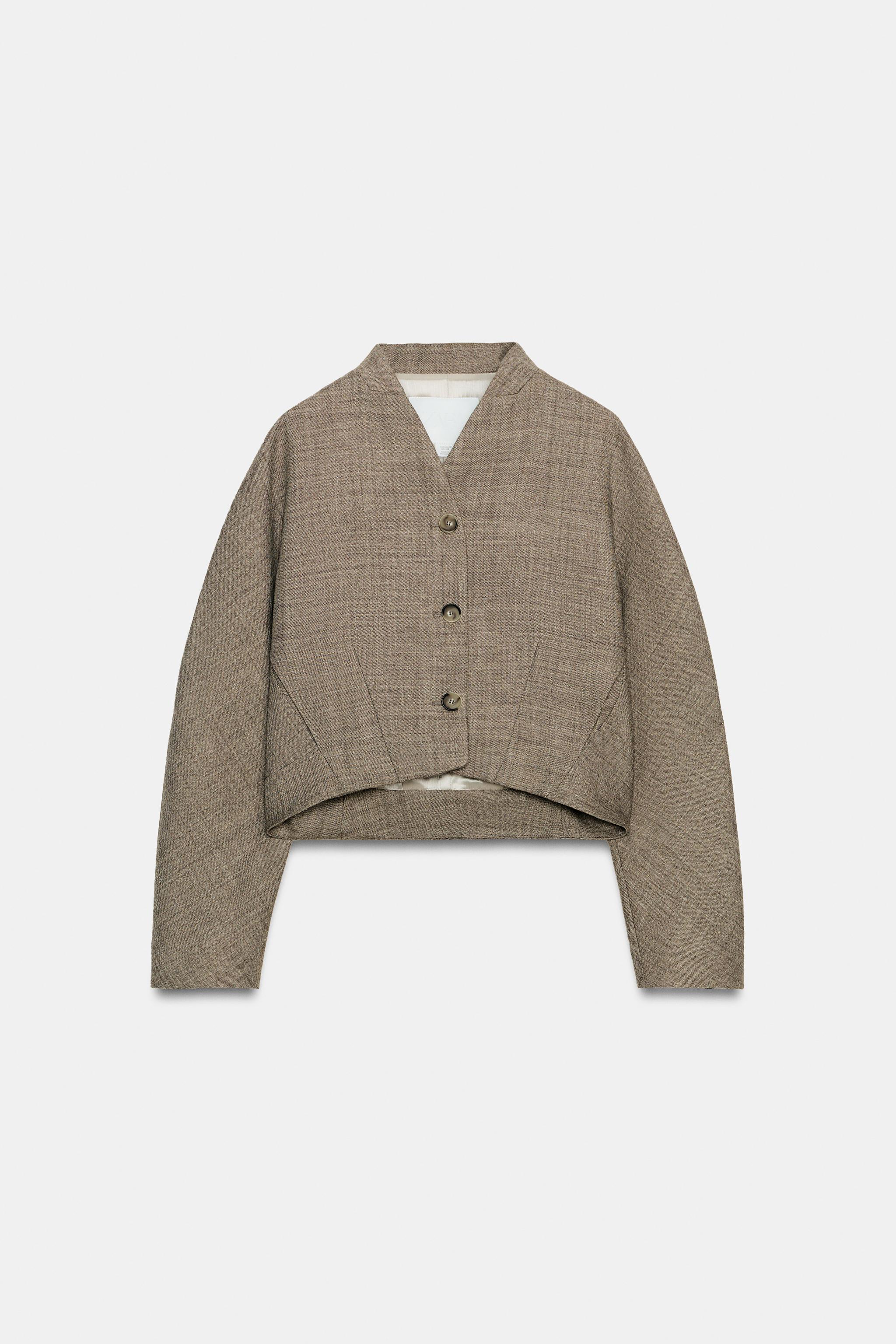 ZW COLLECTION WOOL BLEND CROPPED JACKET