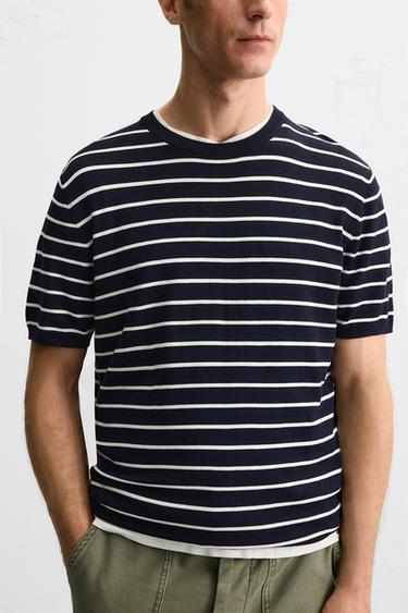 VISCOSE BLEND KNIT T-SHIRT - striped by Zara