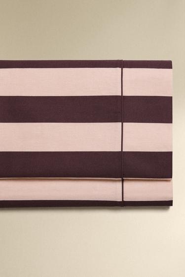 Zara FADED STRIPED COTTON FLAT SHEET - Pink - Image 0