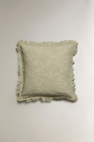 HOUSSE DE COUSSIN JACQUARD VOLANT - Vert de Zara - Image 2