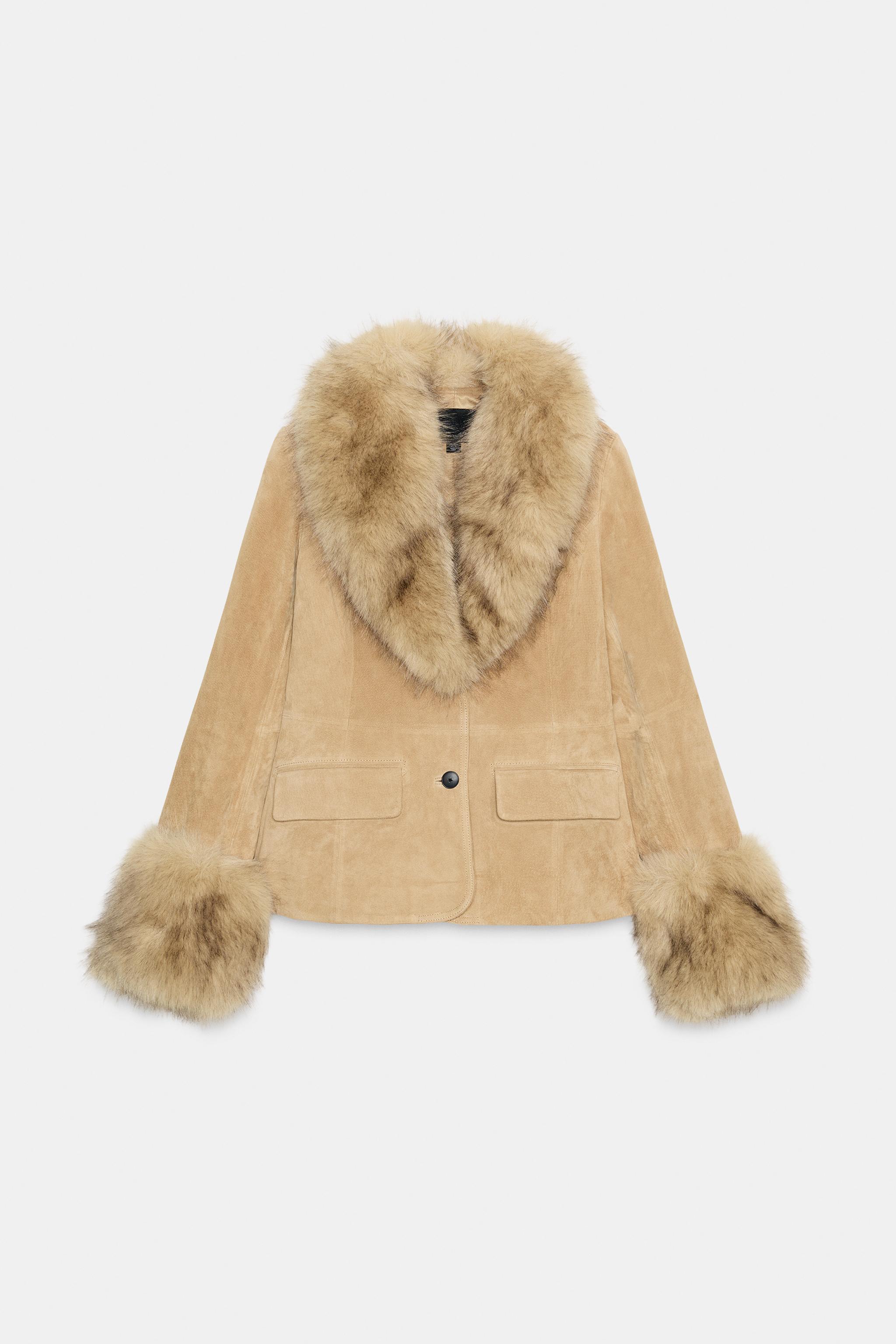 FITTED 100% SHEEPSKIN SUEDE BLAZER - Sand | ZARA South Africa