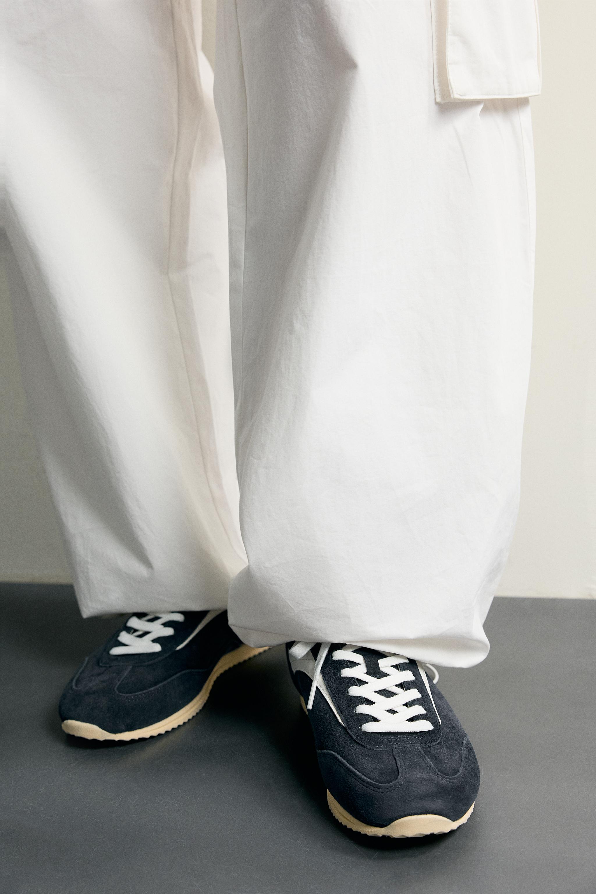 Мужские кроссовки Zara RETRO LEATHER SNEAKERS — фото 3