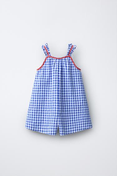 COMBINAISON COURTE À CARREAUX VICHY ONDULINE CASA LAWA X ZARA KIDS - Bleu roi de Zara - Image 1