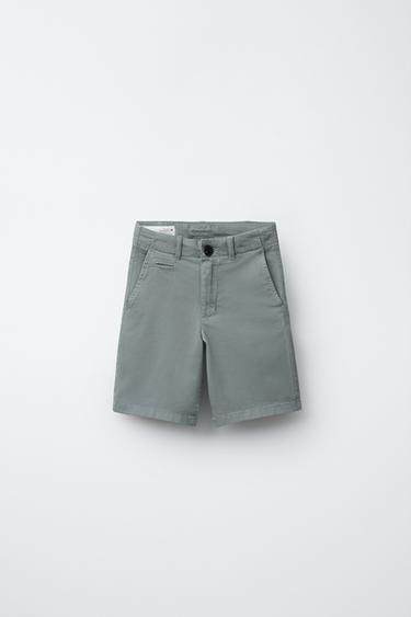 Zara BASIC SLIM FIT CHINO SHORTS - Sea green