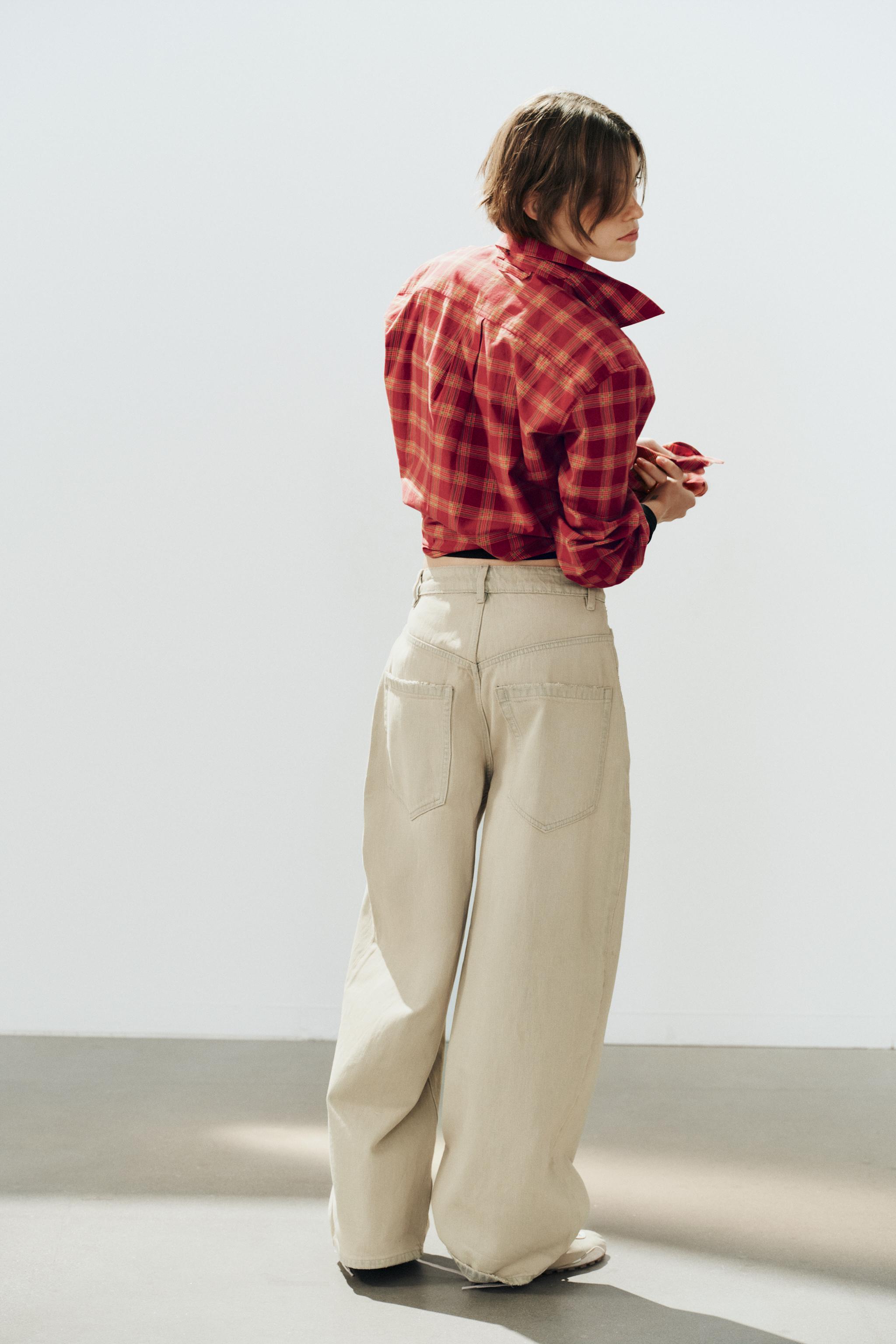 Zara Trf Baggy Orta Bel Jean görsel 5