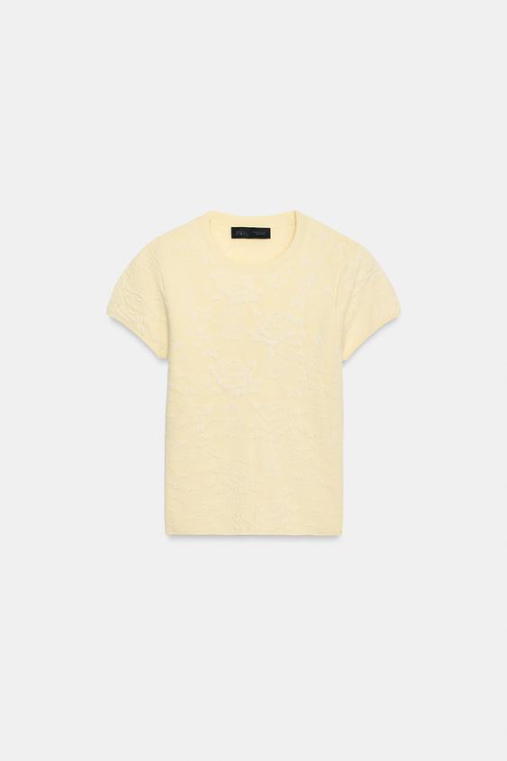 JACQUARD KNIT TOP - Yellow by Zara - Image 0