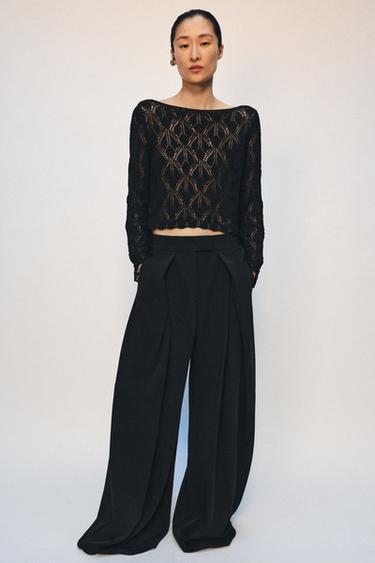 СВИТЕР АЖУРНОЙ ВЯЗКИ — ЧЕРНЫЙ от Zara