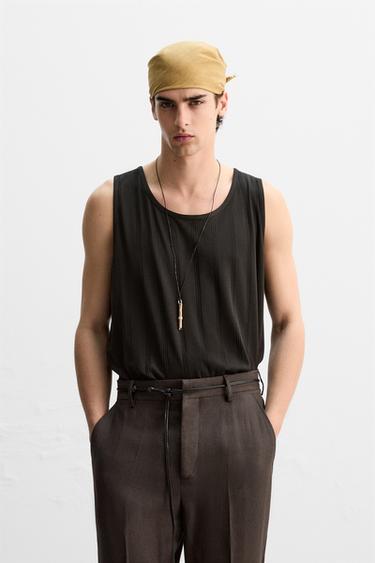 TEXTURED TANK TOP - Chocolate by Zara