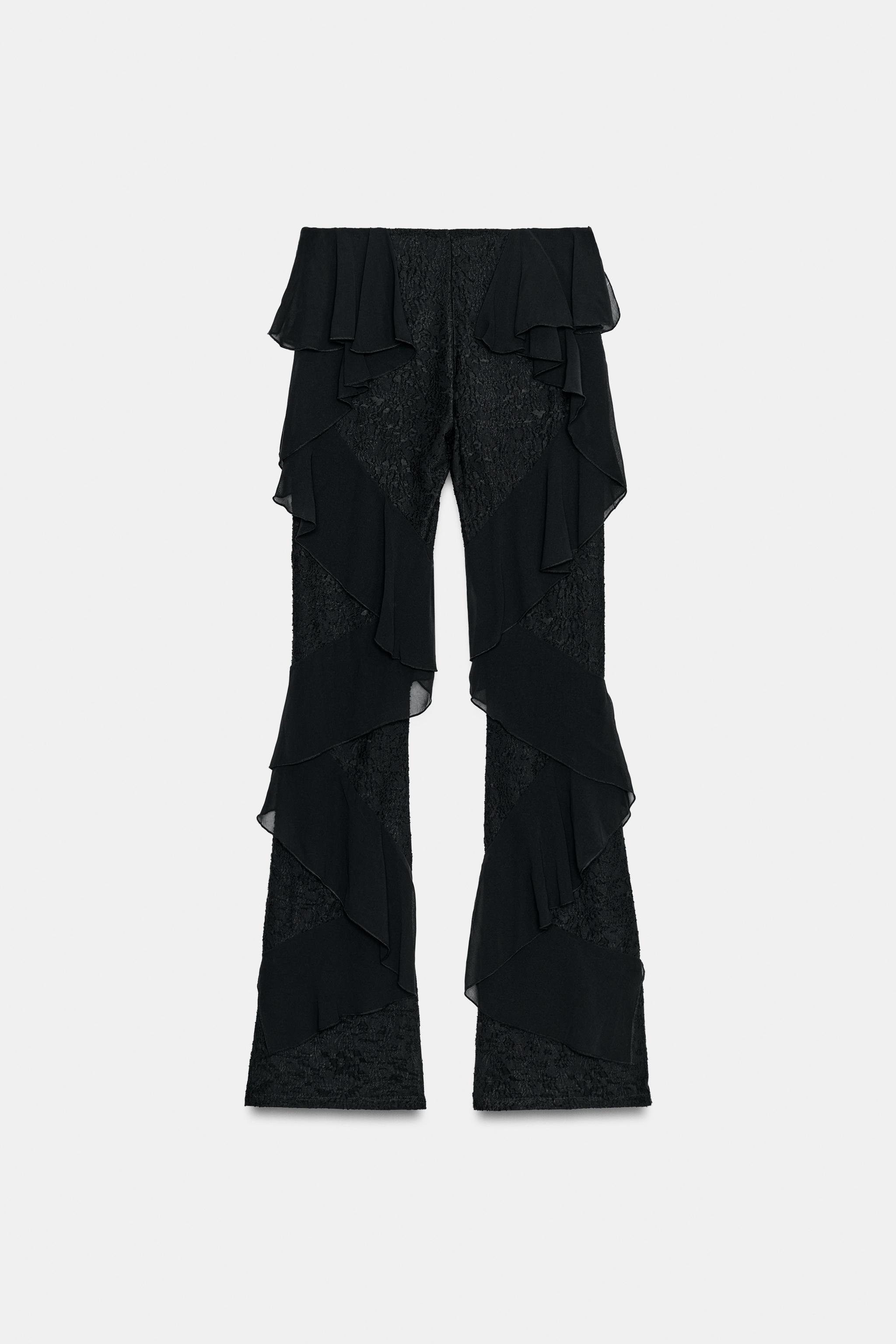 LACE RUFFLE PANTS
