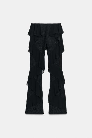 LACE TROUSERS WITH RUFFLES - Black by Zara - Image 8