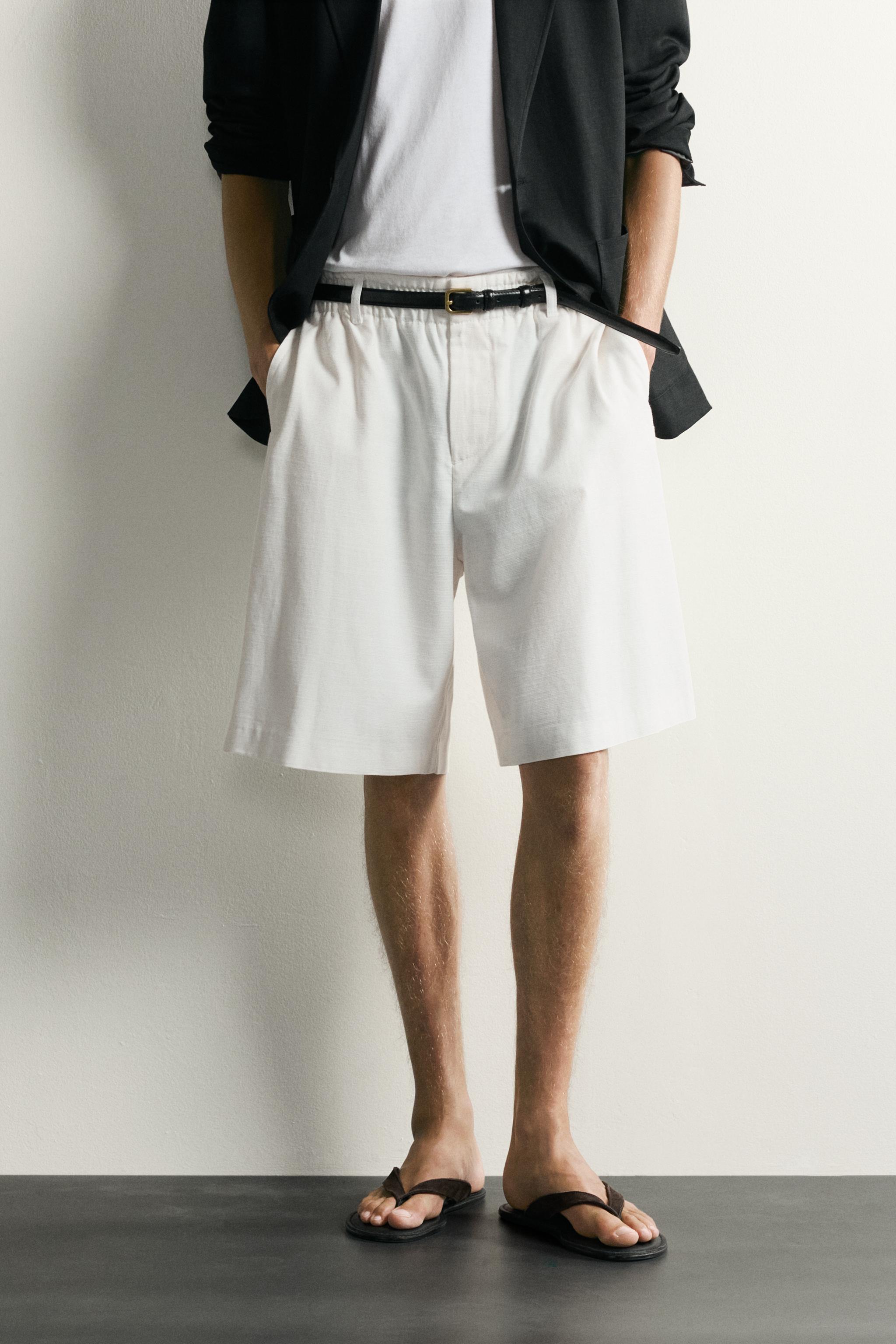 COTTON-LYOCELL WIDE FIT SHORTS — White