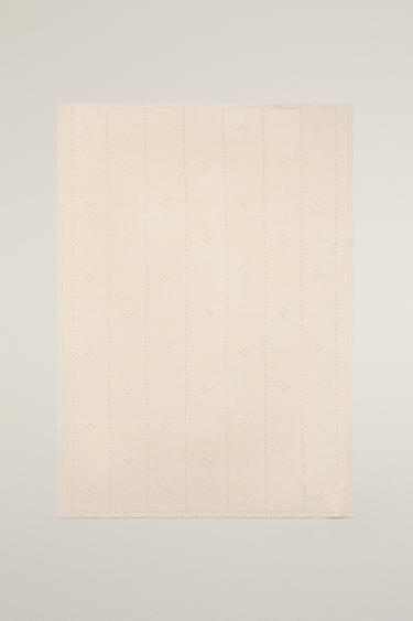 BABY OPENWORK COTTON BLANKET — Ecru 2