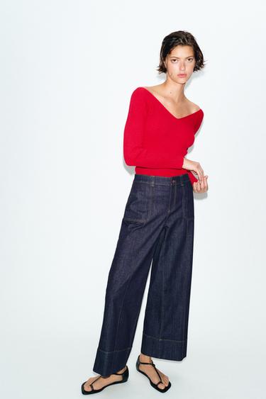 JEAN Z1975 JUPE-CULOTTE TAILLE NORMALE - Bleu de Zara