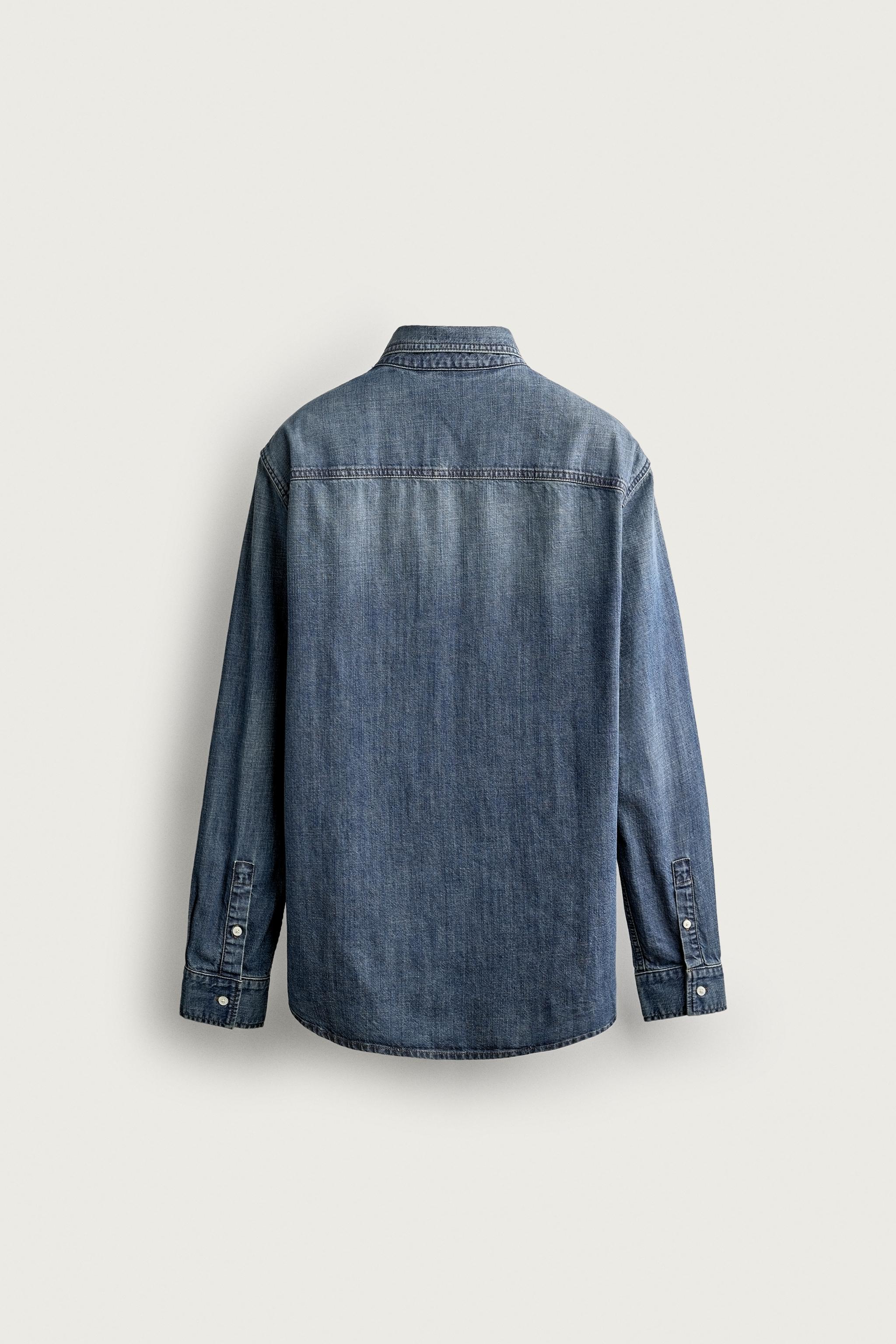 Zara REGULAR FIT DENIM GÖMLEK görsel 8