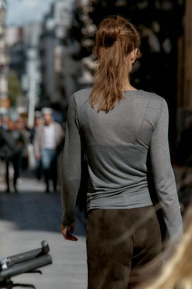 T-SHIRT DOUBLE SOFT - Gris chiné de Zara - Image 2