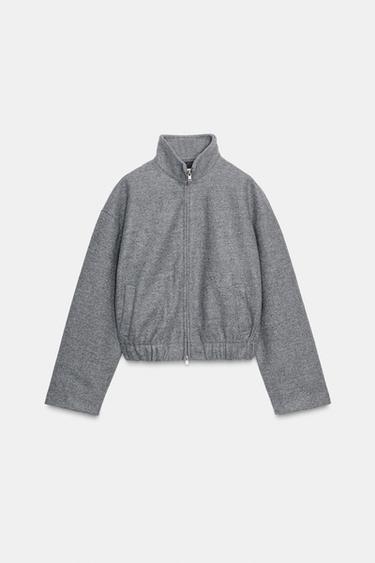 Zara SOFT BOMBER JACKET - Light gray