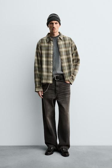 Zara 休閒格紋襯衫式外套 - 綠色 - 圖片 0