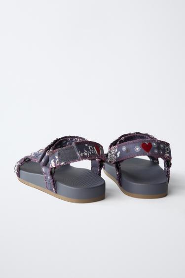 SANDALES TECHNIQUES À FLEURS - Bleu de Zara - Image 4
