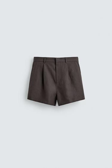 SHORT 100% CÂNHAMO - Marrom da Zara