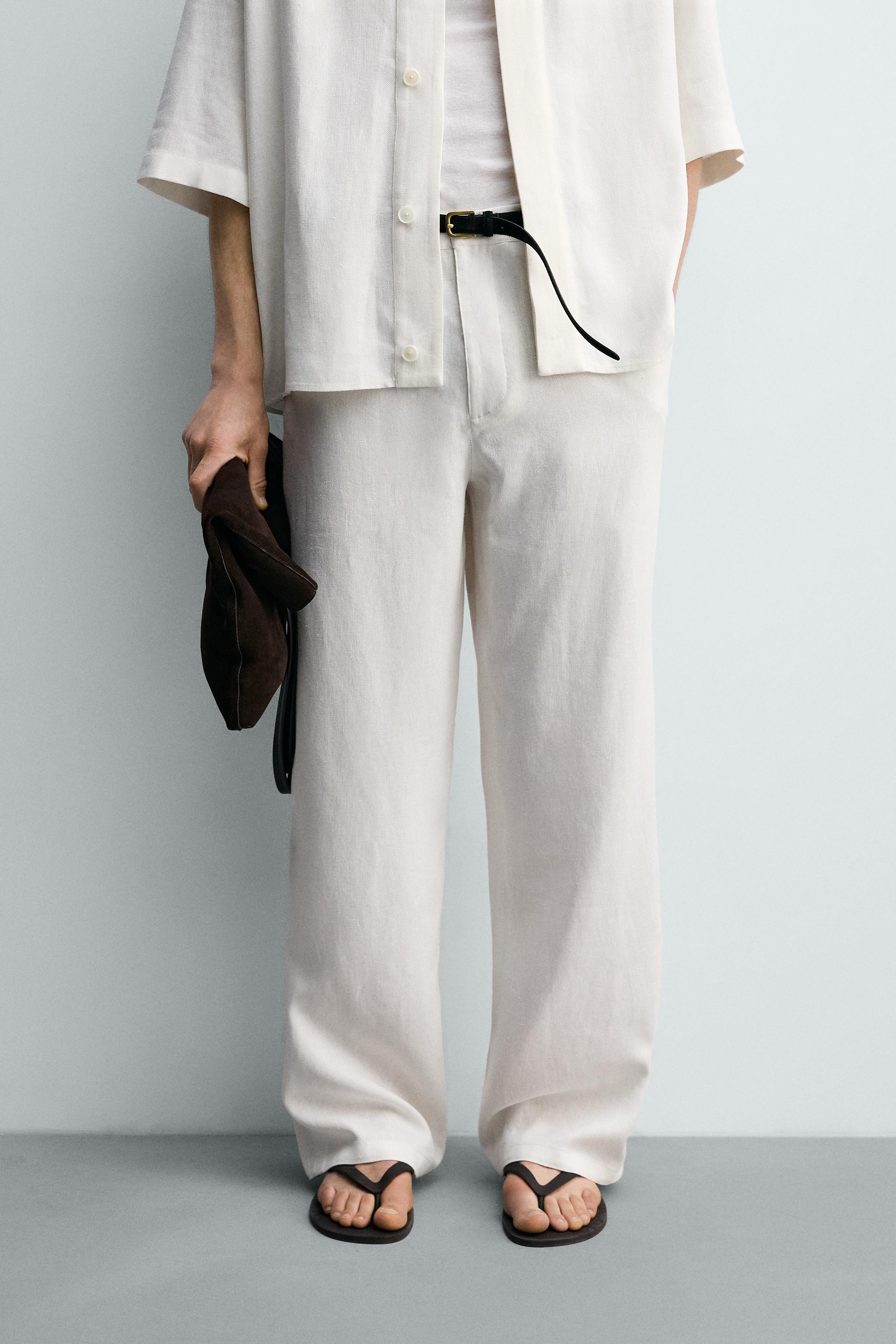PANTALON COUPE DÉCONTRACTÉE EN VISCOSE ET CHANVRE