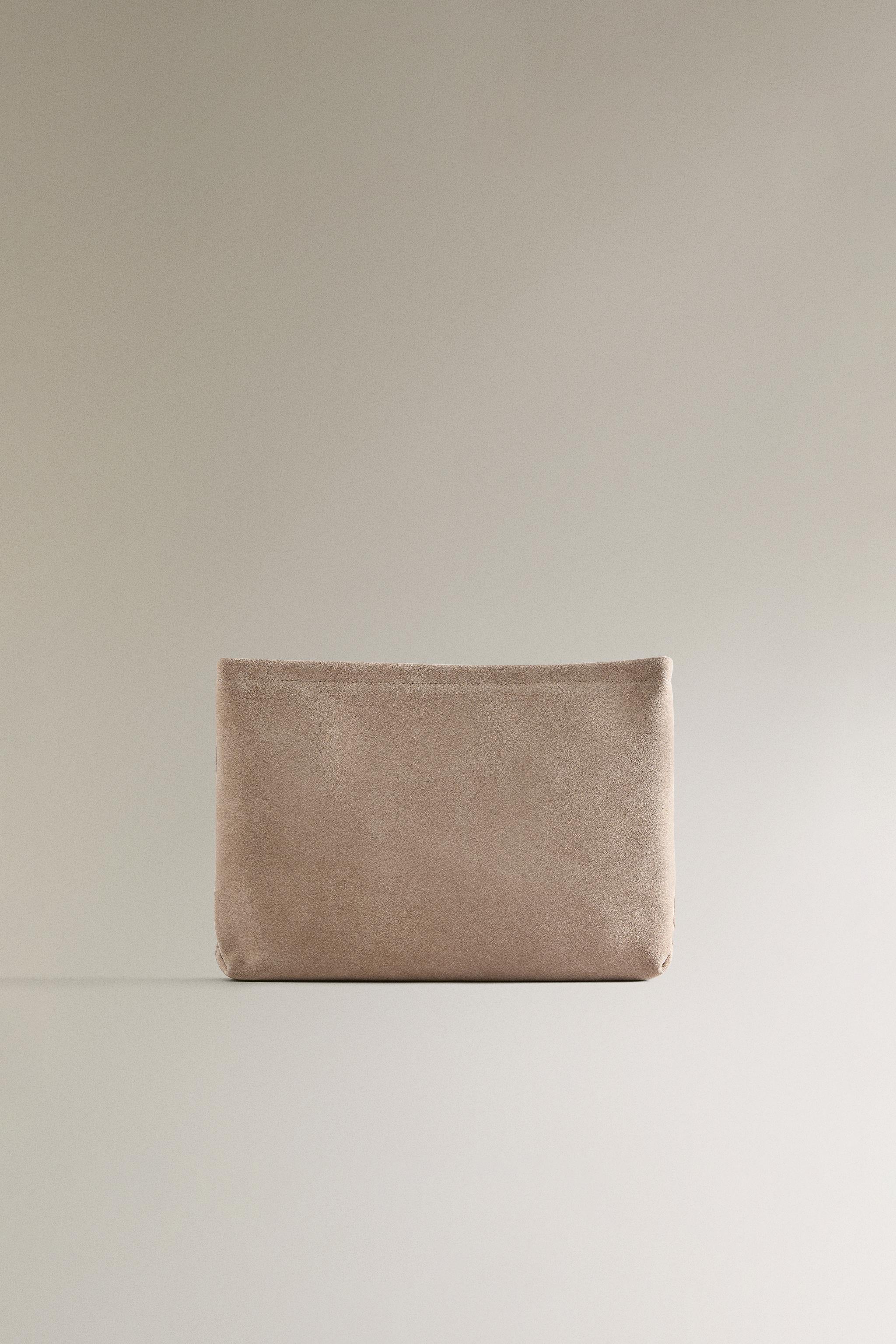 LARGE SPLIT SUEDE MAKEUP BAG
