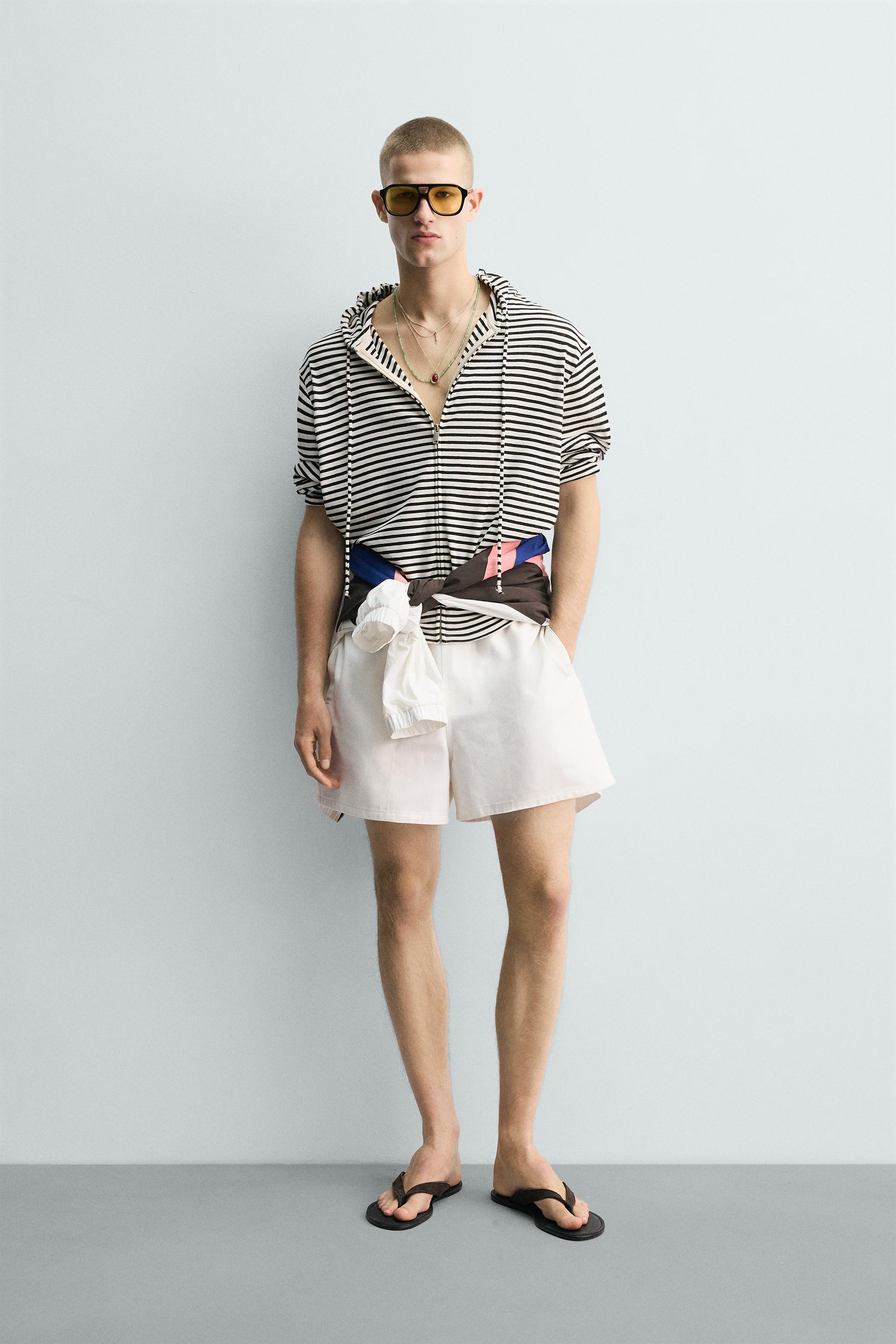 STRIPED JACQUARD ZIP HOODIE - Black / White | ZARA United States