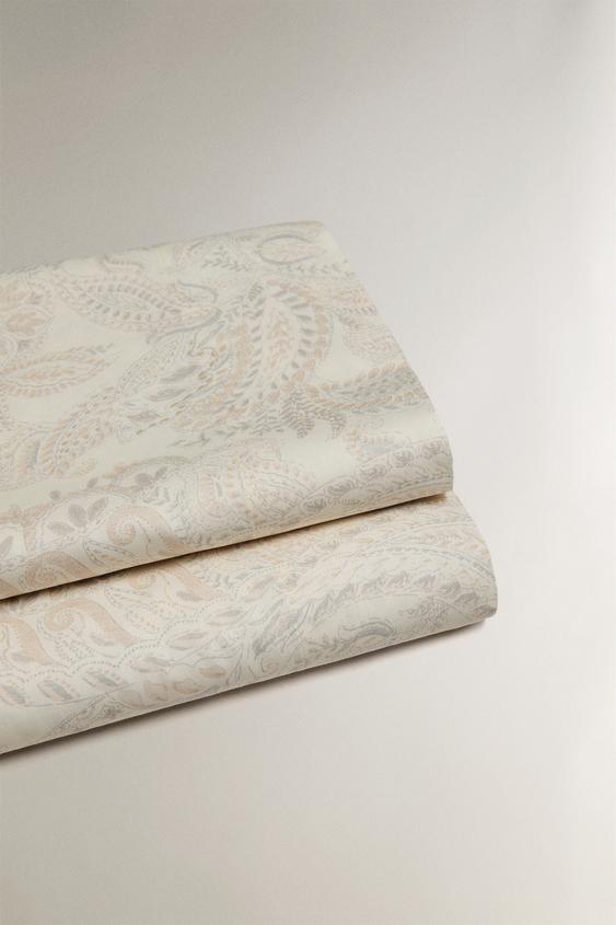 LENÇOL DE CIMA DE CETIM PAISLEY - Bege da Zara - Imagem 0