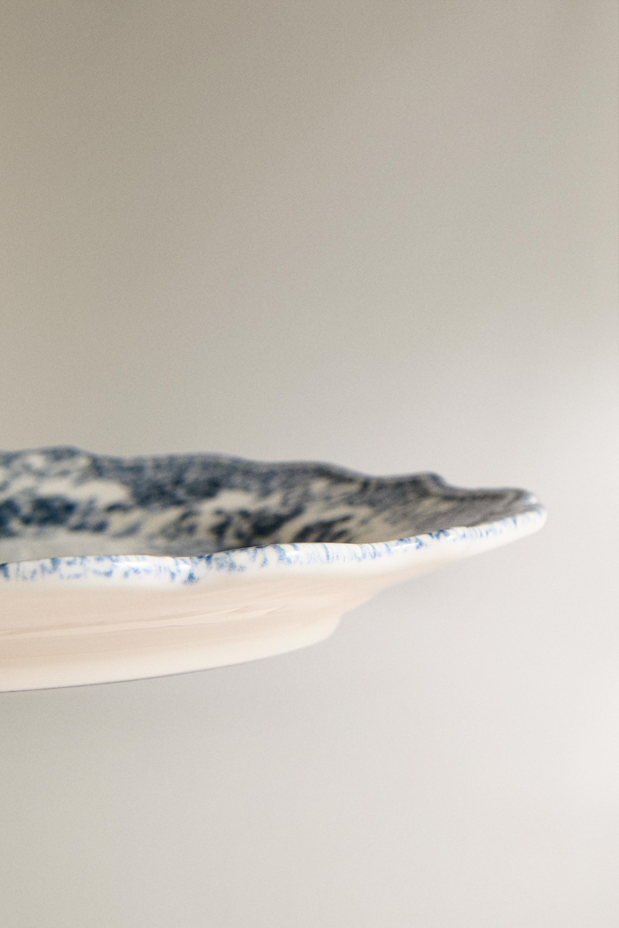 FLORAL EARTHENWARE SERVING DISH