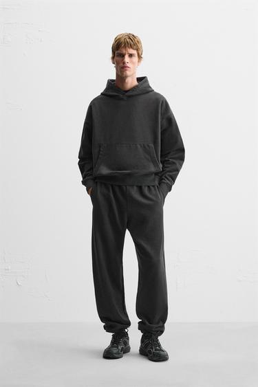 SUDADERA BOXY FIT LAVADA - Negro de Zara - Imagen 0