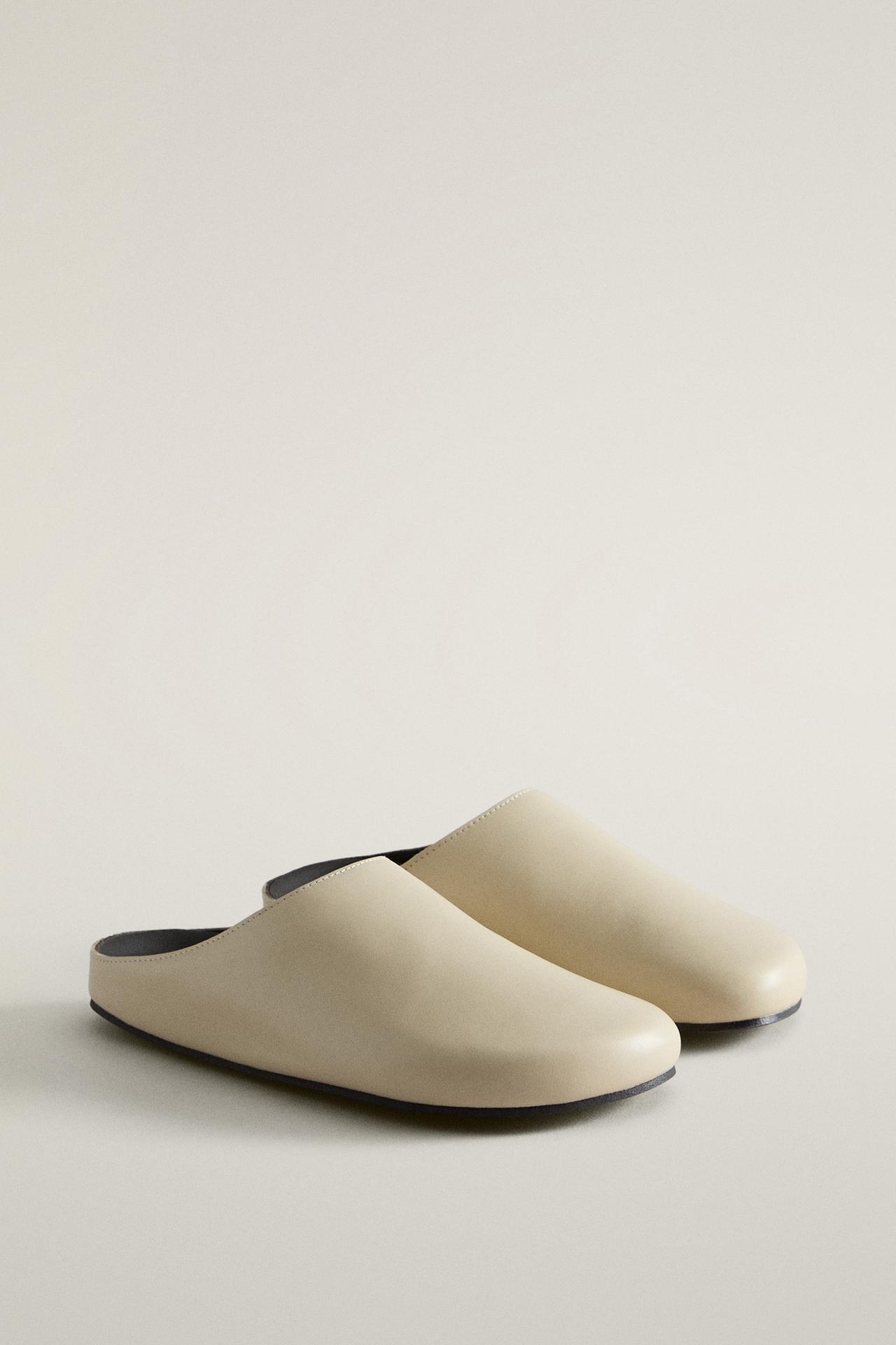MINIMAL LEATHER MULE CLOG SLIPPERS — White