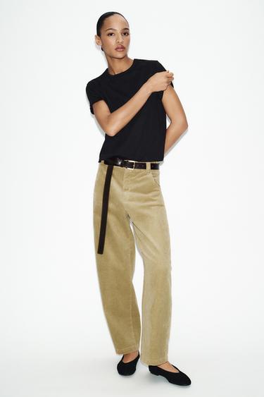 T-SHIRT COTON MANCHES COURTES - Charbon de Zara